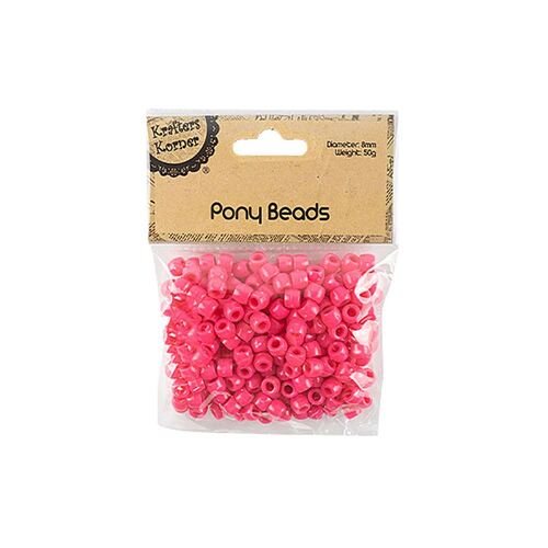 50g Hot Pink Pony Beads