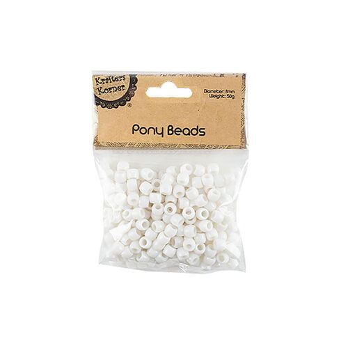 50g White Pony Beads