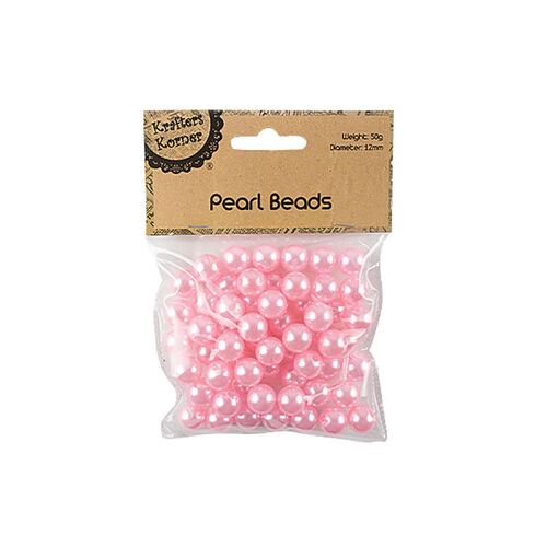 50g 12mm Pink Pearl Beads