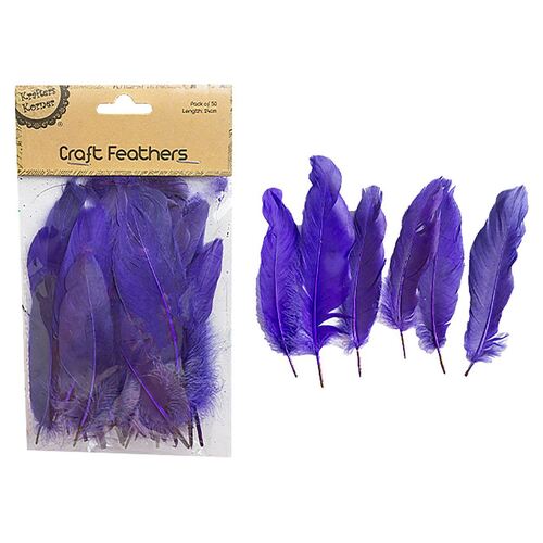 Craft 14cm Purple Feathers Pk50