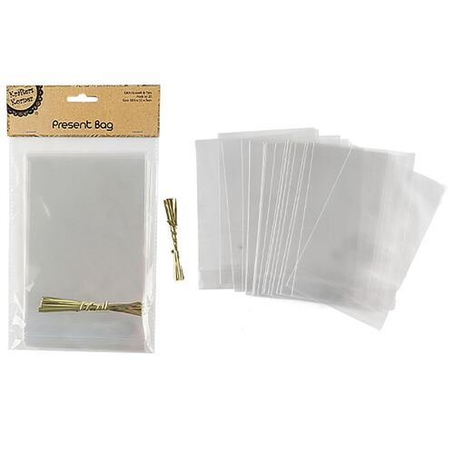 Present Bag With Gusset & Ties Pk20