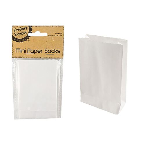 White Mini Paper Sacks Pk8
