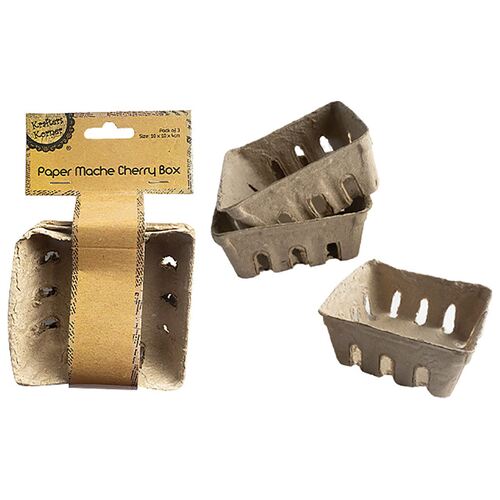 Paper Mache Cherry Box Pk3