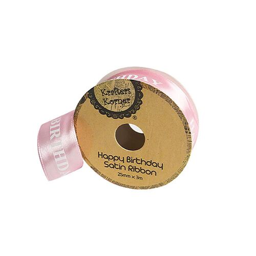 Happy Birthday Pink 25mmx3m Ribbon