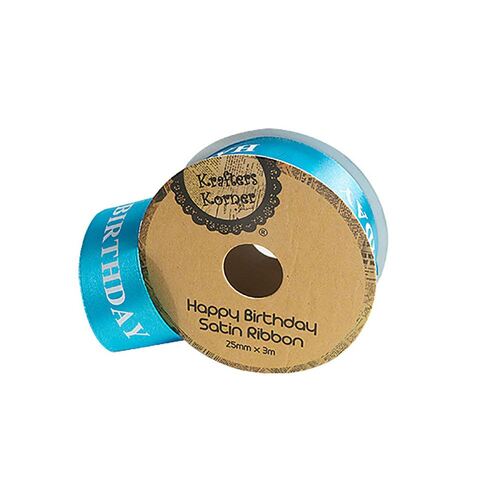 Happy Birthday Blue 25mmx3m Ribbon