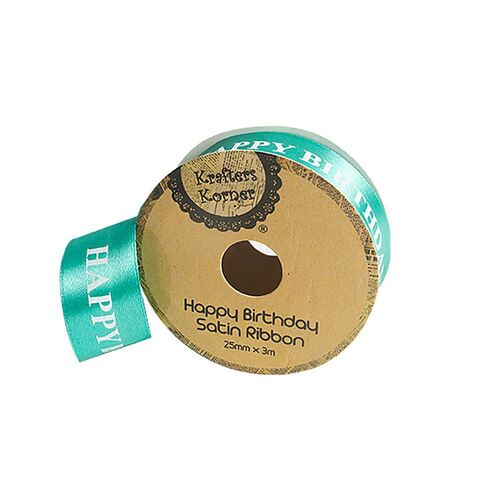 Happy Birthday Green 25mmx3m Ribbon