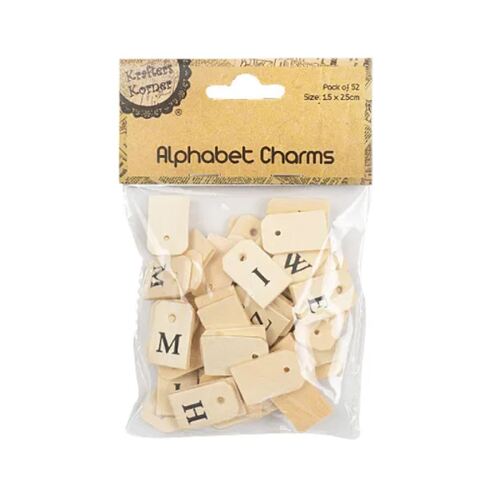 Wooden Alphabet Charm 52 Pack