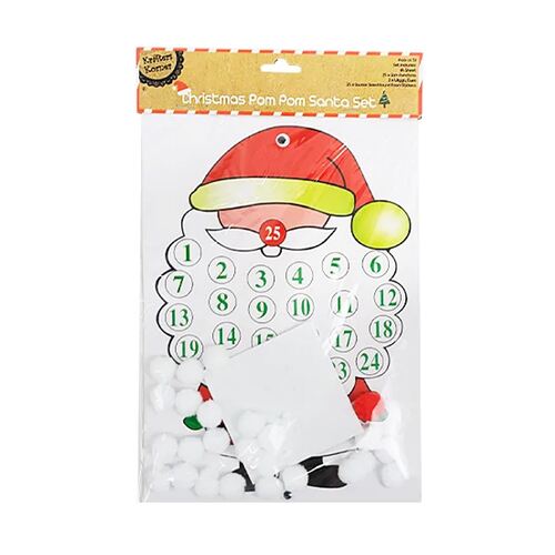Xmas Advent Calendar Pom Pom Santa Set 