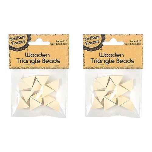 Wooden Triangle Beads 1.9cm 12 Pack