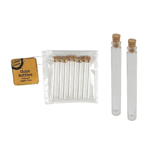 Glass Bottle W Cork 7.5cm 8 Pack