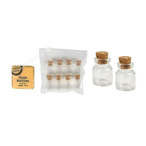 Glass Bottle W Cork 2.4cm 8 Pack