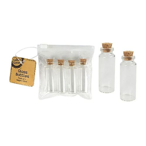 Glass Bottle W Cork 5.5cm 4 Pack