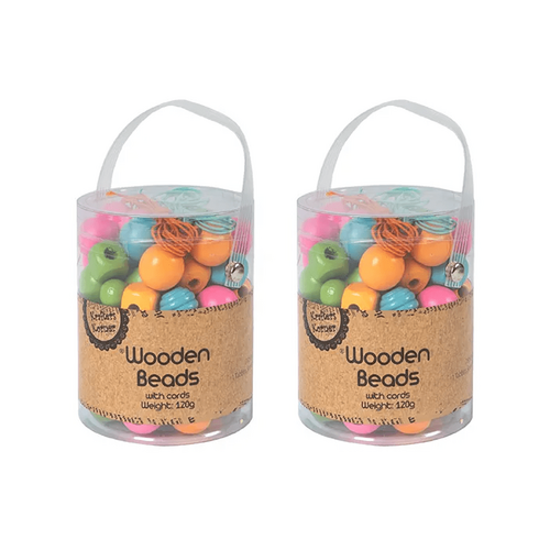 120g Wooden Colour Beads W/cords