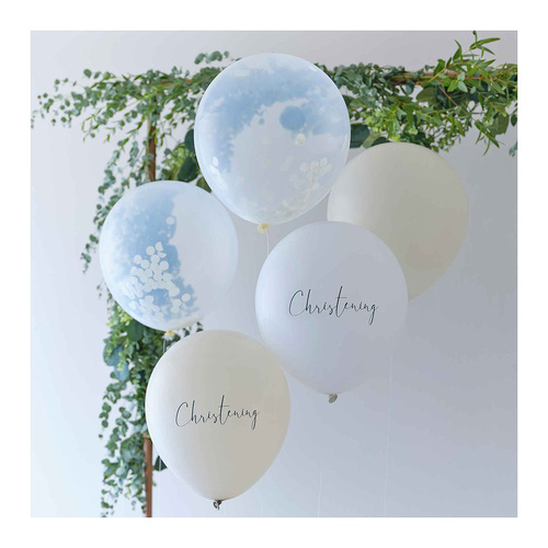 Noir White, Nude & Confetti Christening Balloon Bundle