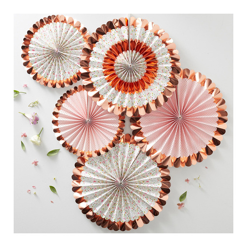 Ditsy Floral Fan Decorations Floral 5 Pack