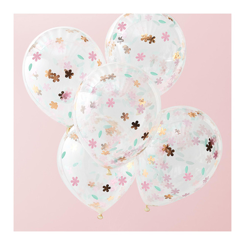 30cm Ditsy Floral Confetti Balloons 5 Pack