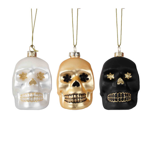 Deadly Soiree Skull Tree Decorations 3 Pack