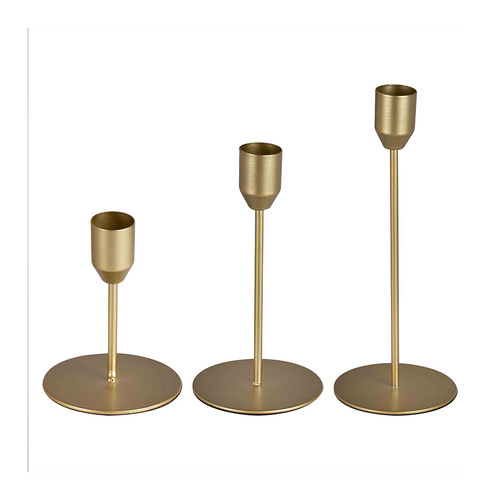 Deadly Soiree Gold Dinner Candle Stick Holders 3 Pack