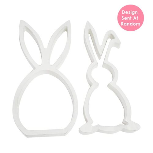 Easter Wooden Rabbit Decorations White 1 Piece