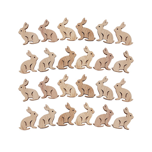 Easter Wooden Rabbit Decorations 24 pack 