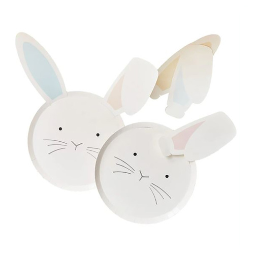 Eggciting Easter Pastel Easter Bunny Paper Plates With Interchangeable Ears 8 Pack