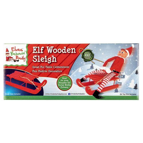 Elves Behaving Badly Sleigh with Twine Pulling String