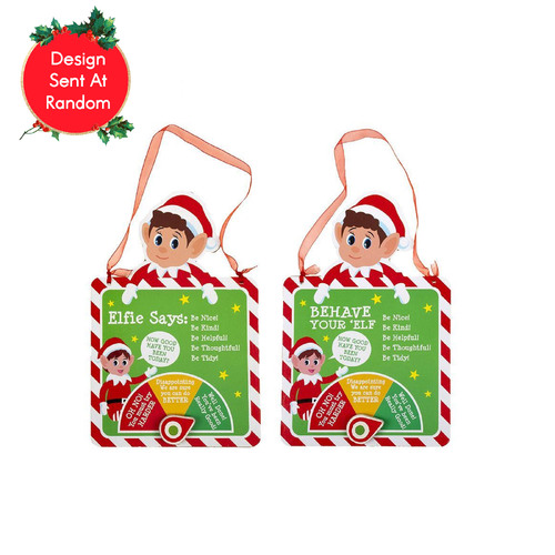 Elves Behaving Badly Wooded Naughty or Nice Meter with Hang Tag