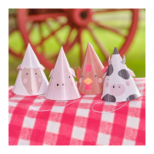 Farm Friends Party Hats 8 Pack