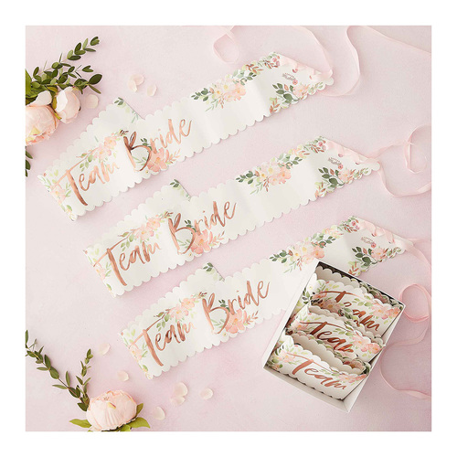 Floral Hen Party Team Bride Sashes 6 Pack