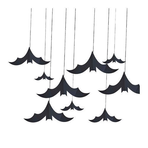 Fright Night Hanging Bat Decoration FSC 10 Pack