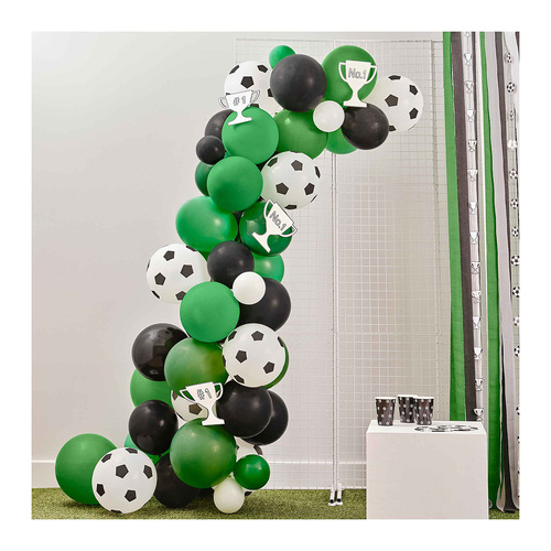 Kick Off Party Football Balloon Arch with Card Trophy Decorations