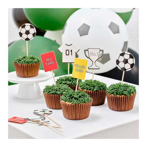 Kick Off Party Football Cupcake Toppers 12 Pack