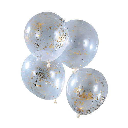 Gold Glitter Star Confetti Balloons 5 Pack