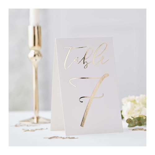 Gold Wedding Table Card Numbers 12 Pack