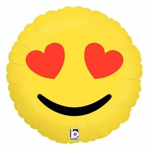 45cm Emoji Face Love Heart Eyes Foil Balloon