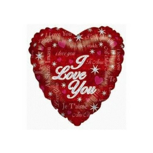45cm Sparkling Love Holographic Foil Balloon Packaged