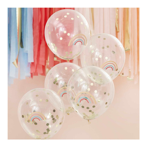 Happy Everything Balloons Rainbow Printed Confetti Filled 5 Pack