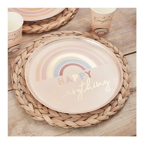 Happy Everything Paper Plates Gold Foiled 25cm 8 Pack