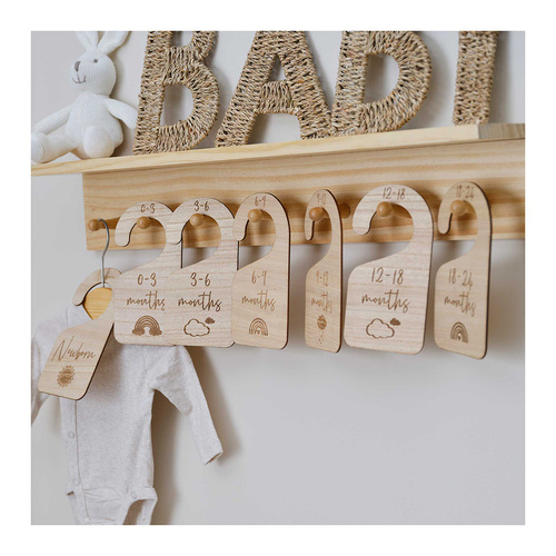 Hello Baby Wooden Baby Hangers 7 Pack
