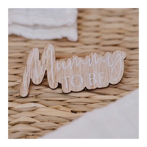 Hello Baby Mummy to be Wooden Badge