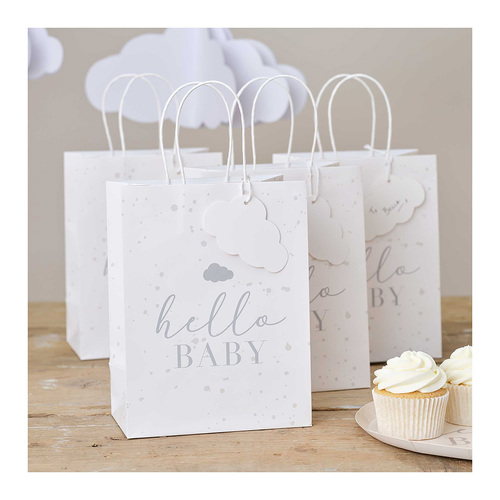 Hello Baby Speckle & Cloud Baby Shower Gift Bags 5 Pack