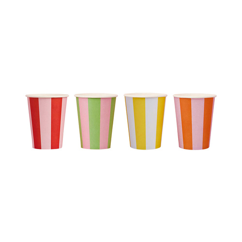 Bright Banquet Striped Paper Cups 250ml 8 Pack