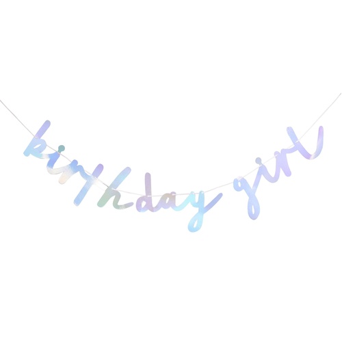 Enchanted Iridescent 'Birthday Girl' Card Banner 2m