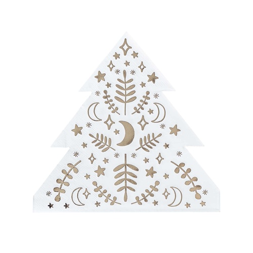 Festive Folklore Christmas Tree Shaped Napkins 16 Pack