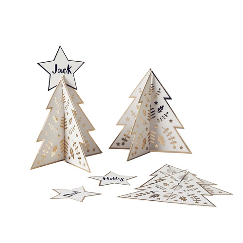 Festive Folklore Gold Christmas Tree Table Place Cards 10 Pack