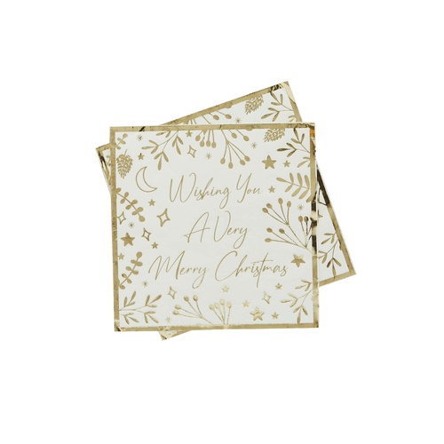 Festive Folklore Additions Gold Lunch Napkins 16 Pack