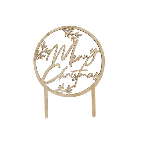 Festive Folklore Merry Christmas Wooden Cake Topper