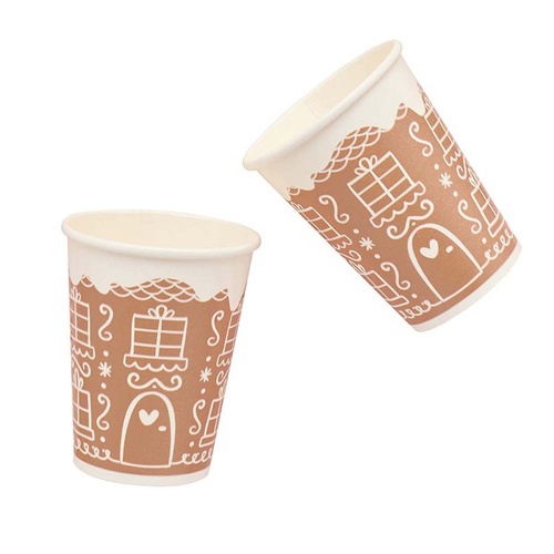 Gingerbread House Paper Cups 266ml 8 Pack