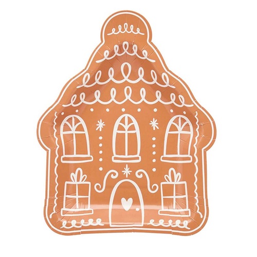 Gingerbread House Shaped Paper Plate NPC 8 Pack