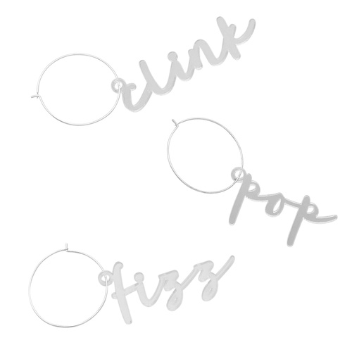 Good Cheer Silver Good Cheer Acrylic Drink Charms 6 Pack